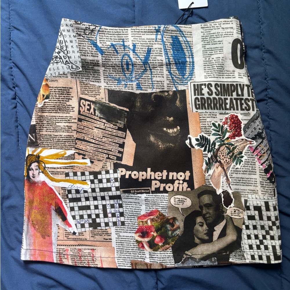Desigual Newspaper Collage Slim Miniskirt - XS